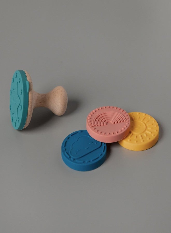 ReLIVE Happy Skies Rubber Stamp with Wood Handle, 4 Interchangeable Silicon Stamps of a Sun, Cloud, Star, and Rainbow, Fun Kids Craft Supplies and Art Supplies, Arts and Crafts for Kids 4-6 and Families - Image 3